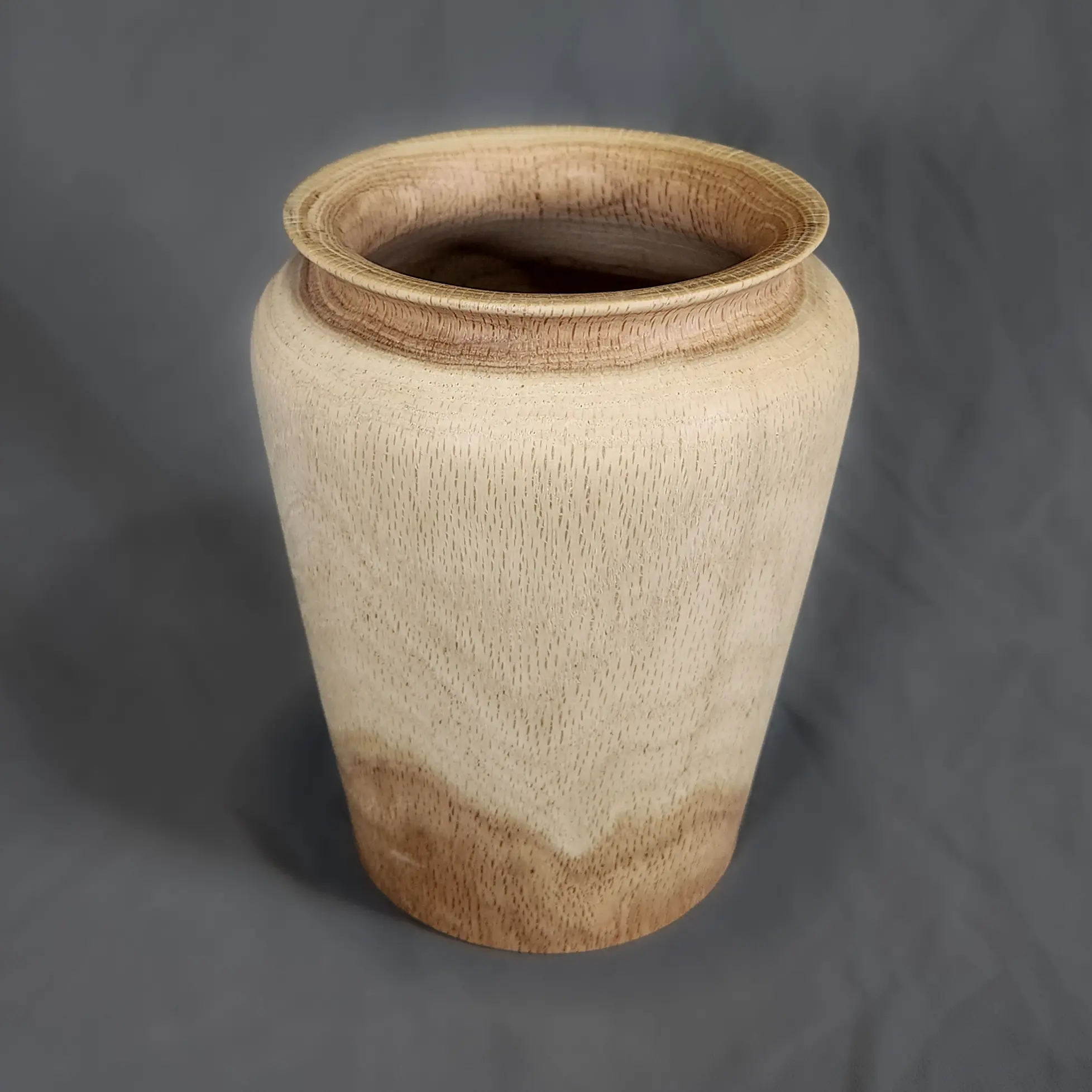 Hand Turned Oak Vase #V116 - Unique Handcrafted Design with Natural Wood Grain