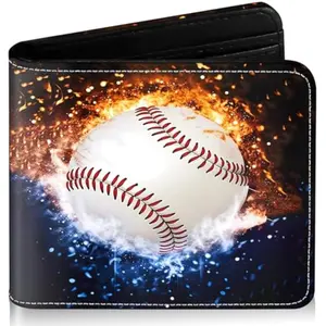 Boys Wallet for Kids, Cool Kids Wallet for Boys Ages 8-10 9-12 11-15, Funny Baseball Leather Bifold Rfid Blocking, Coin Pocket Id Window for Teen Men Youth Guys Birthday Christmas Gifts