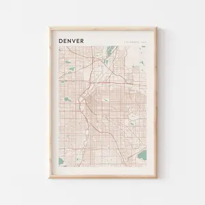 Denver Map Poster Print Wall Art Street Colorado