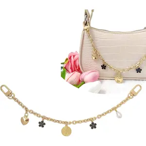 Purse Extender Chain  Cherry Purse Chian Strap Replacement Short Chain Straps, Metal Flower Heart Purse Strap