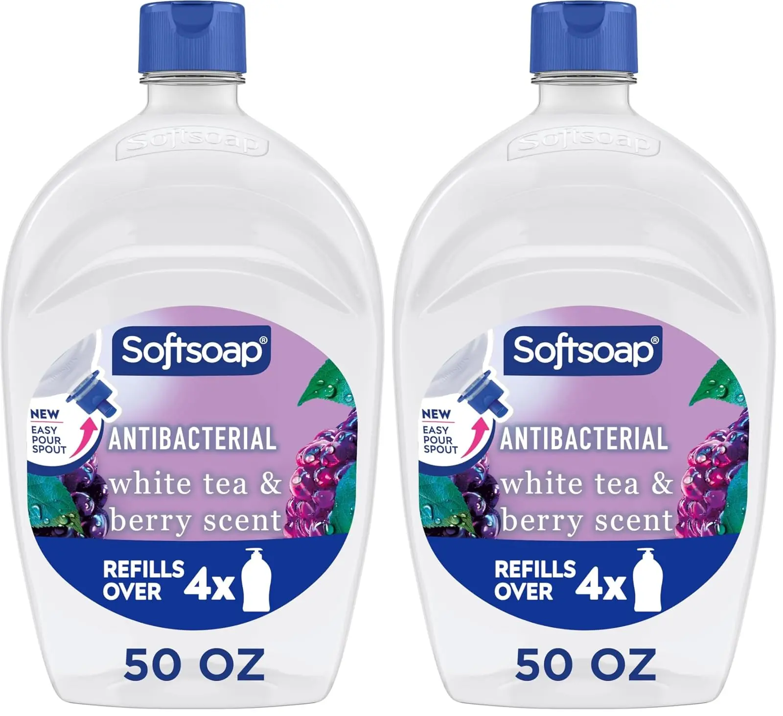 Softsoap Antibacterial Liquid Hand Soap, Kitchen and Bathroom Hand Soap, White Tea and Berry Scent, 50 fl oz Refill (Pack of 2)