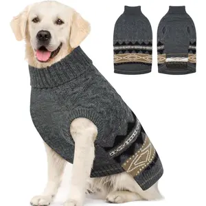 Cozy  Sweater,Soft XL  Sweater with Leash Hole | Keep Warm Turtleneck Christmas Knitwear for Medium Dogs in Chilly Weather,Beagle,Corgi,Shiba Inu,Gray,XL