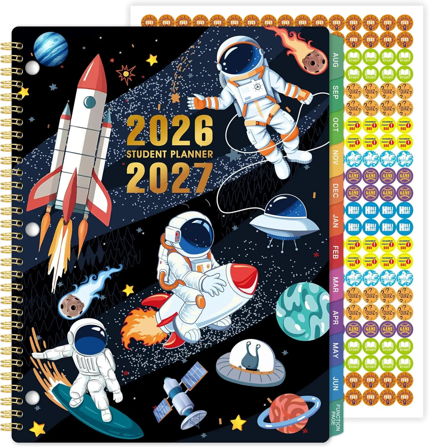 Student Planner 2026-2027  School Planner 2026-2027 Aug. 2026 - Jun. 2027 9" x 11", 26-27 Academic Planner with 3-Hole Punched, Colourful Tabs & Stickers