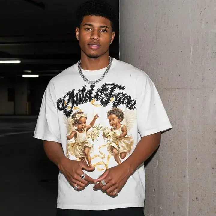 Men's Child Of God Print Cotton T-shirt white tee