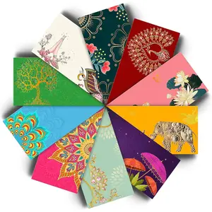 Envelopes for , Assorted Colour Designs  Holder, 7.5" x 3.8"  and  Foil  Envelope, Fancy Shagun Packet, Christmas Wedding Birthday Diwali Eid Gifting (10 Pack, 10 Styles)