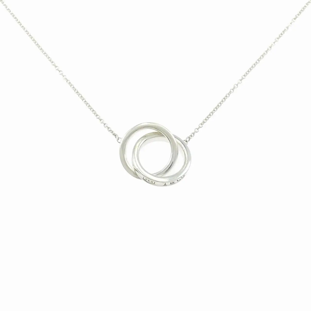 Pre-owned Tiffany & Co. Sterling Silver 925 (Ag925) Small Leather Goods Tiffany 1837 Interlocking Circle 925 Silver Necklace