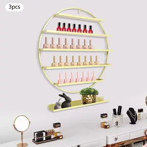 2026 Viral 5-Tier Gold Nail Polish Display Stand - 160 Bottles Capacity Wall-Mount for Nail Salon