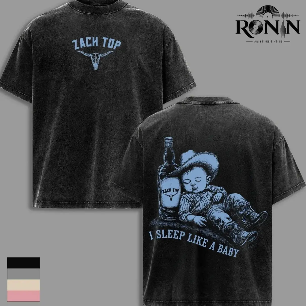 Zach Top I Sleep Like A Baby Washed T-Shirt, Country Music Graphic Tee, Western Cowboy Whiskey Shirt, Vintage Country Fan Apparel, Heavyweight Cotton Unisex Concert Gift H0J