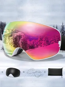Fashion Ski Sunglasses + Replacement Lenses, OTG Snowboard Goggles, Anti-Fog UV Protection, Detachable Lens, Unisex Sport Style