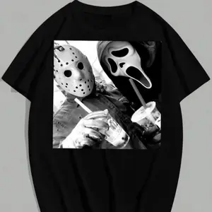 Men's Retro Classic Cotton T-Shirt - Short-Sleeve Round Neck Streetwear Menswear Top, Unisex 90s Vintage Fabric with 21st Century Movie Graphics, Perfect Halloween Gift