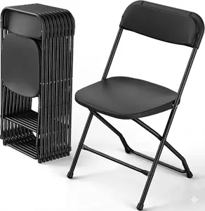 Plastic Folding Chair 10 Pack, White Foldable Chairs with 350 lbs Capacity, Indoor Outdoor Heavy Duty Metal Folding Chairs, Portable Chairs for Home, Office, Party, Wedding,Patio