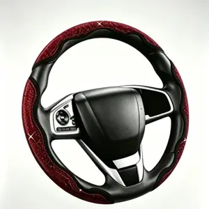 Black Rhinestone-Adorned Steering Wheel Cover - Luxury Sparkling Accents, Enhanced Grip, All-Season Universal Automotive Auto Parts Accessory for Cars, Unisex Car Interior Upgrade Gift, Car Accessories