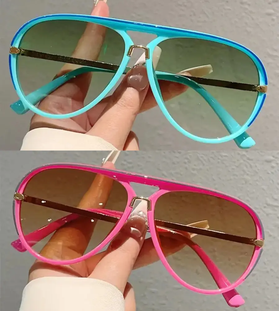 2PCS Retro Aviator Sunglasses - 2026 New Fashion Multi-Color Gradient Shades, Street Style Casual Outdoor Sunglasses for Women with Summer Vibes, Street Style Sunglasses, Casual Sunglasses,summerwins