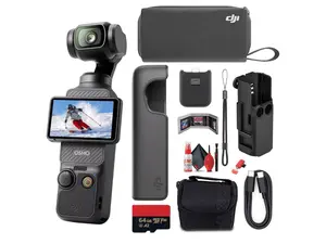 DJI Osmo Pocket 3 Gimbal Camera | 4K60 Video | 1-Inch Sensor | ActiveTrack 6.0 | Content Creation Camera for Vlogging (CP.OS.00000301.01) + 50-in-1 Action Accessory Kit + 64GB Memory card
