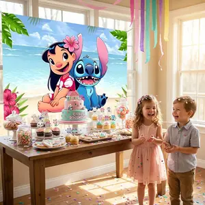 LLilo & Stitch Flags European Simple Design Horizontal Banner | All-Weather Durable for Indoor & Outdoor | Vivid Color Fastness