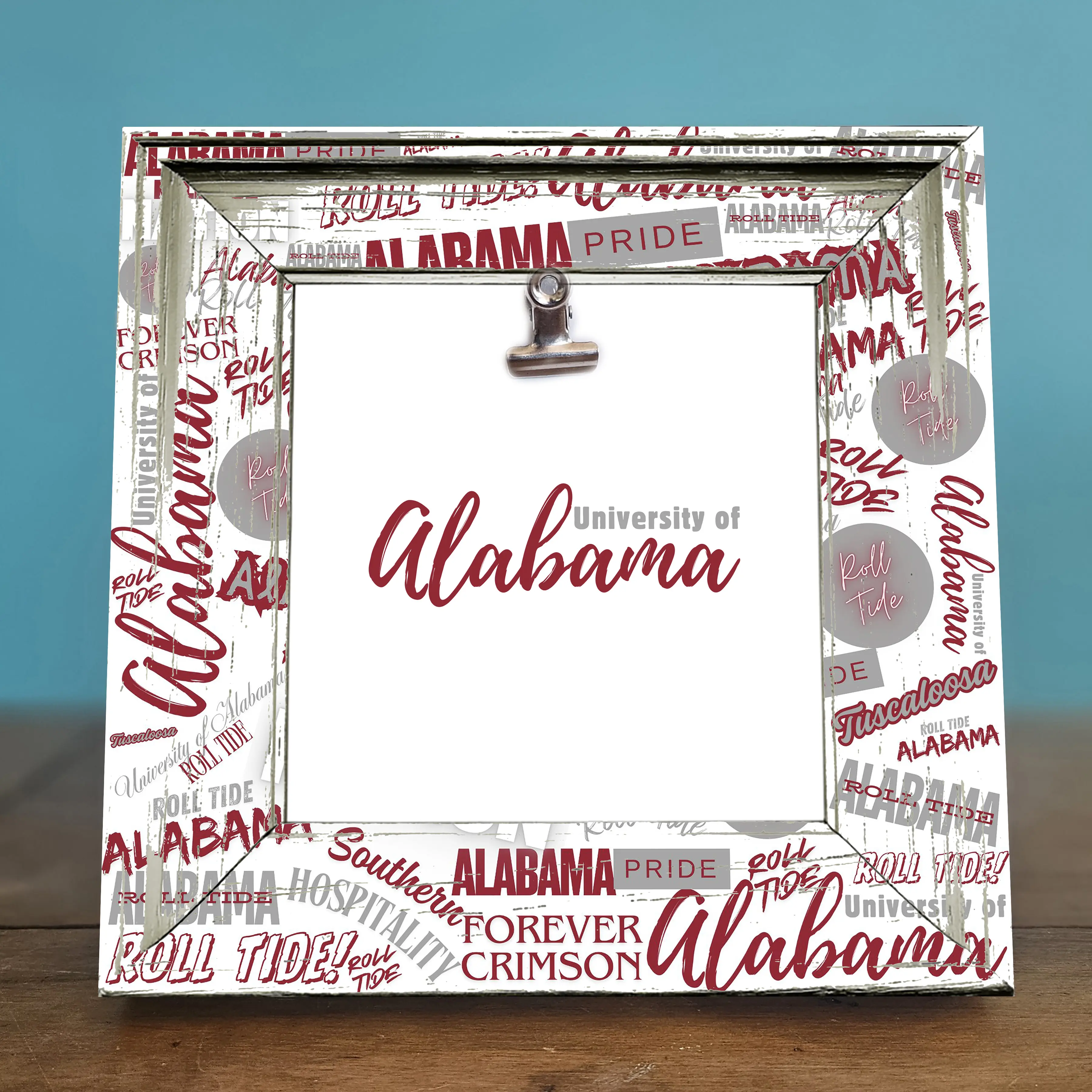 Chic University of Alabama Photo Frame | Rustic 8x8 Shabby Chic Clip Frame | Perfect Graduation & College Gift | Sports Lover Decor | Boyfriend Christmas Lightweight Room