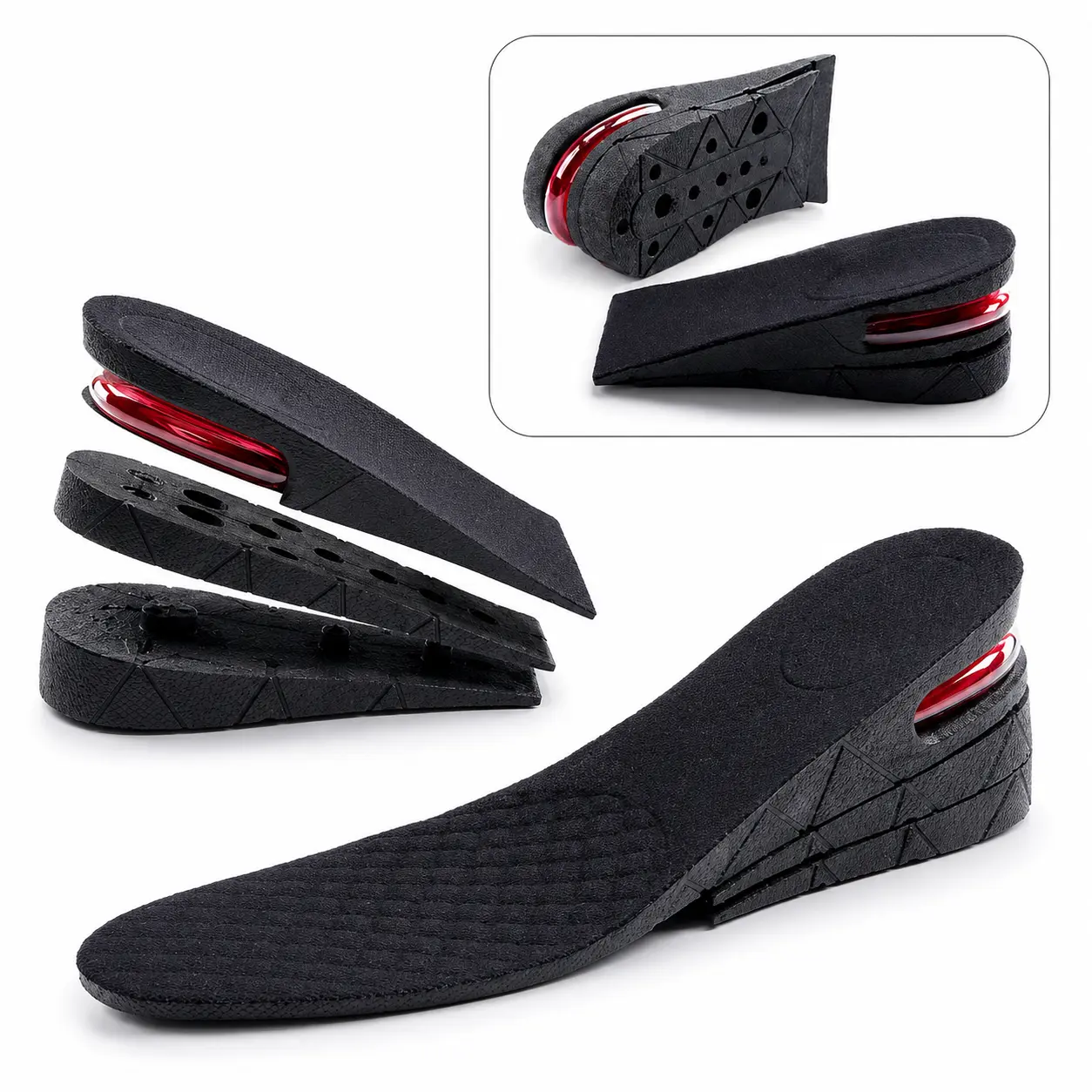 2026 New Adjustable Height Increase Insoles for Men & Women, 3-Layer Air Cushion Heel Lift Inserts, Trim-to-Fit Party Gift Shoe Insoles