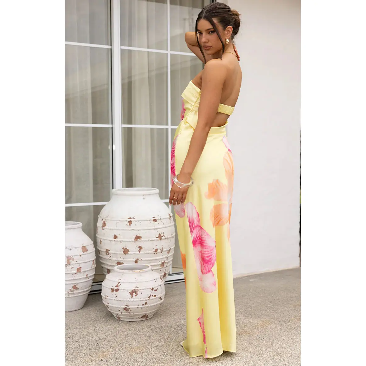 Maiah Yellow Hibiscus Floral Print Maxi Dress - TikTok Shop