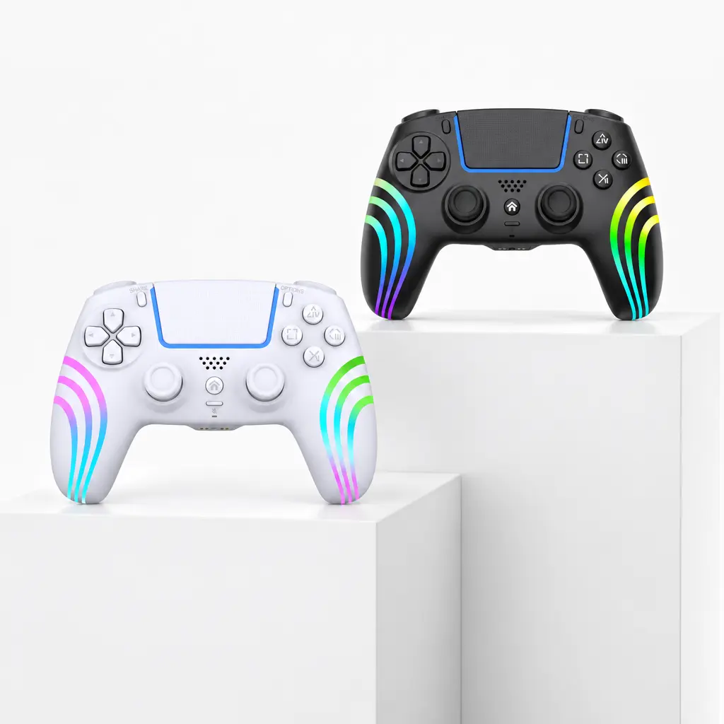 Compatible with PS5 wireless controller, drift-resistant thumbsticks, customizable macro programming back button, six-axis gyroscope, dual vibration, rapid-fire function, touchpad, Bluetooth 5.0, 3.5 mm audio/mic jack