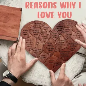 20 Reasons Why I Love You Gift Box Romantic Heart Wooden Puzzle for Him Her Valentines Anniversary Wedding Gifts for Boyfriend Girlfriend Husband Wife
