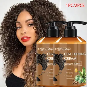 280mlx2 Curl Defining Cream with Castor Oil & Shea Butter, Moisturizing Hair Balm, Shiny Curls, Smooths Frizz, Enhances Shine & Volume, Unisex