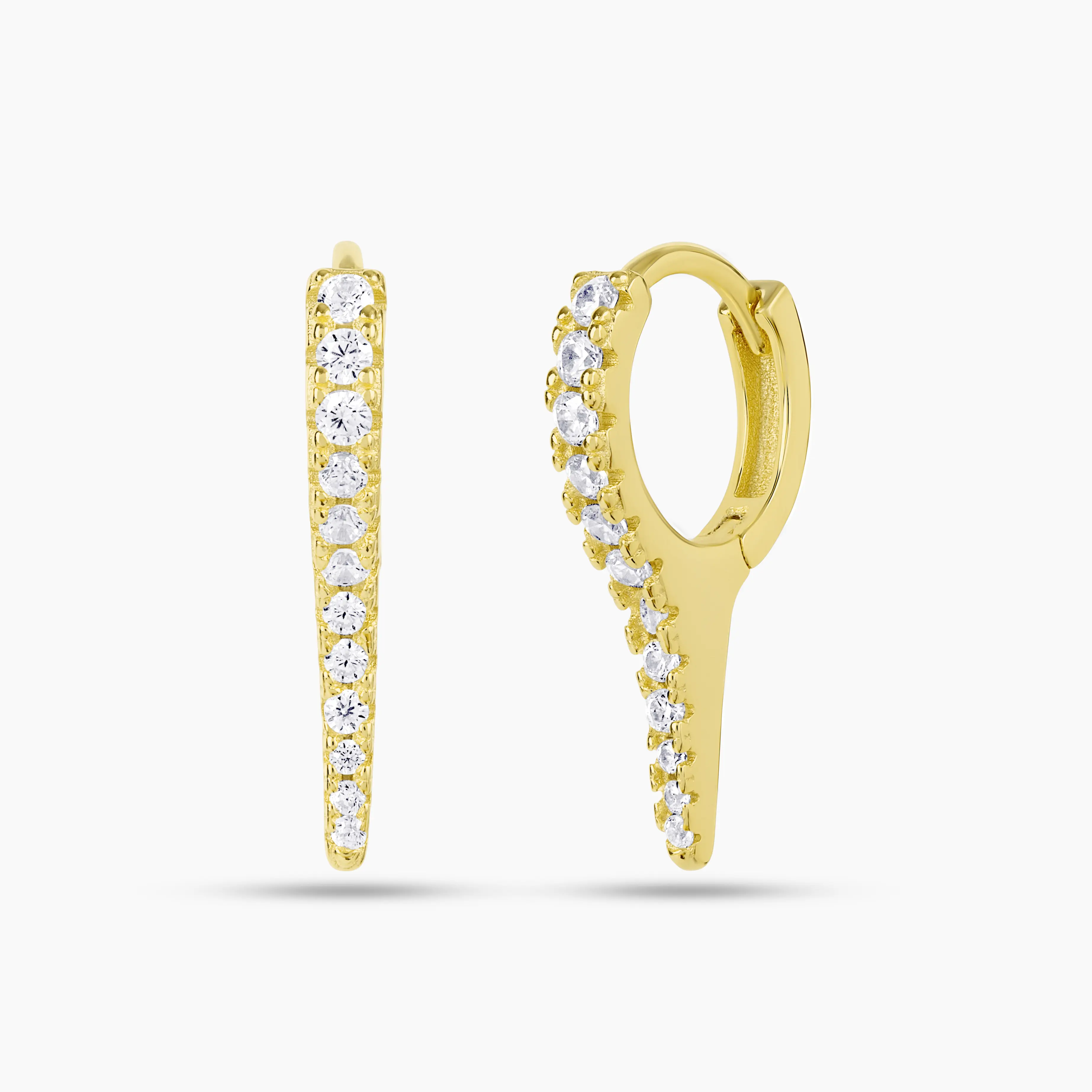 Swagy Chic Huggie Hoop Earrings - Mini Gold CZ-Accent Layered Spikes Twist Dainty Stacking-Friendly Costume Jewelry, Gold Plated Hoop, 1 Pair