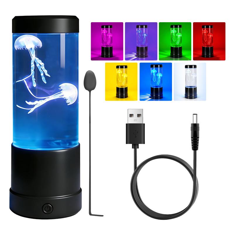 multi-purpose 7 color changing jellyfish lamp, decorative bedside night light, fantasy jellyfish mood lamp, suitable for home bedroom living room use, is an ideal gift for friends, lovers, bedroom decoration