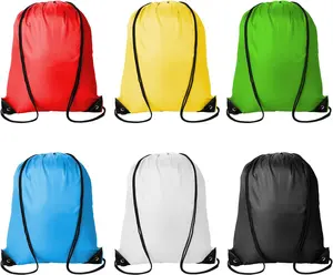 6Pcs Drawstring Backpacks Bulk String Bag Cinch Sack Pack Storage Knapsack Polyester Gift Bags Sports Drawstring Bags for Trip Gym Party Bags(6 Colors)