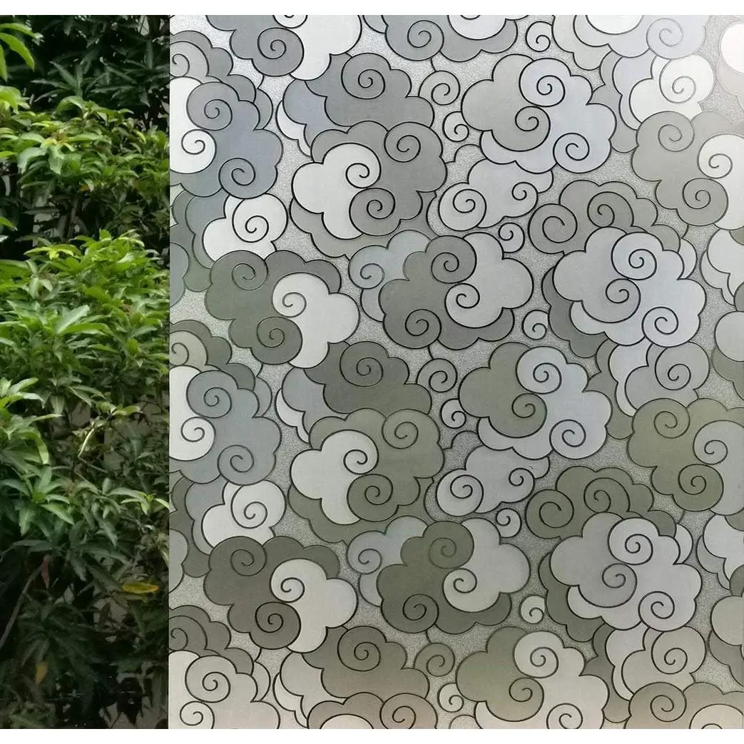 1 Roll 35.4" by 78.7"  Window Film, Cloud  Window Tint, Static Cling Window Glass Sticker for Home (19.37 Sq. Ft Total)
