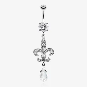 Glistening Fleur De Lis Belly Button Ring