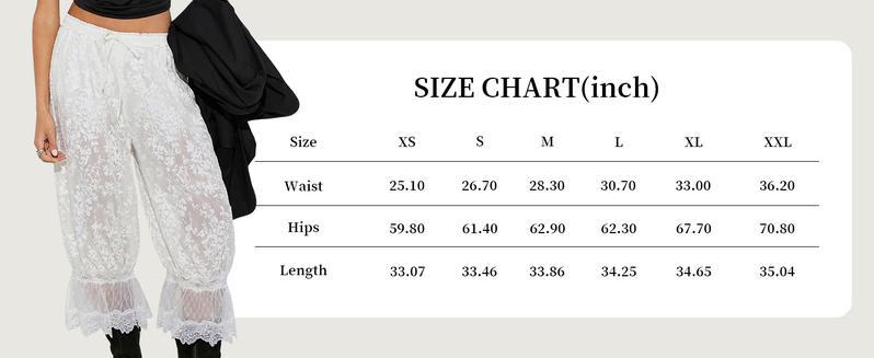 Mundoven Women Lace Trim Long Bloomers Y2k Floral Ruffle Elastic Mid Rise Pettipants Cropped Flared Slips Pants