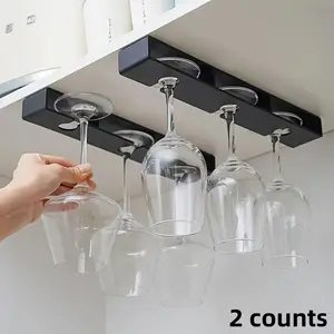 Wall Mounted Wine Glass Holder, 2 Counts Creative High-footed Cup Storage Rack, Home Organizer for Kitchen, Bar and Restaurant, Display Stand