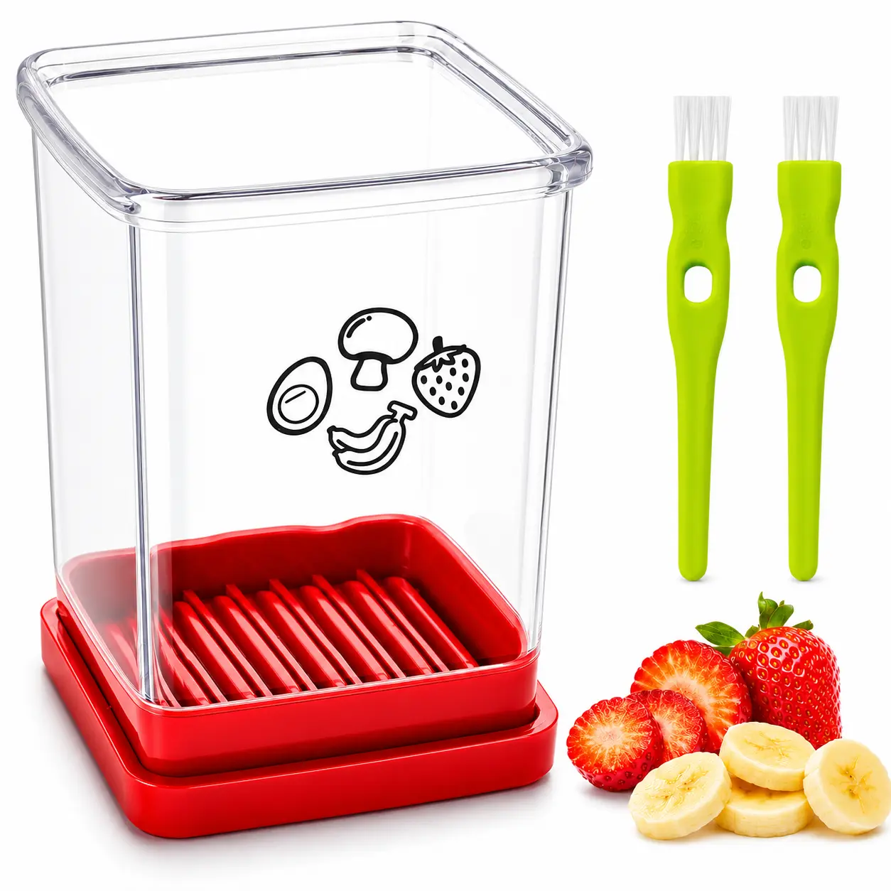 Cup Slicer Fruit Strawberry Cutter: Strawberry Slicer with Push Plate- Stainless Steel Cup Slicer, Quickly Making Fruits Vegetable Egg Banana Salad, Kitchen Portable Slicing Tool Cutting Gadget Cute Modern
