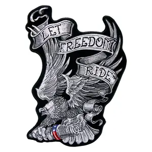 Let Freedom Ride Eagle for Jacket Vest Patch 9x7 Inch Large Biker Patch