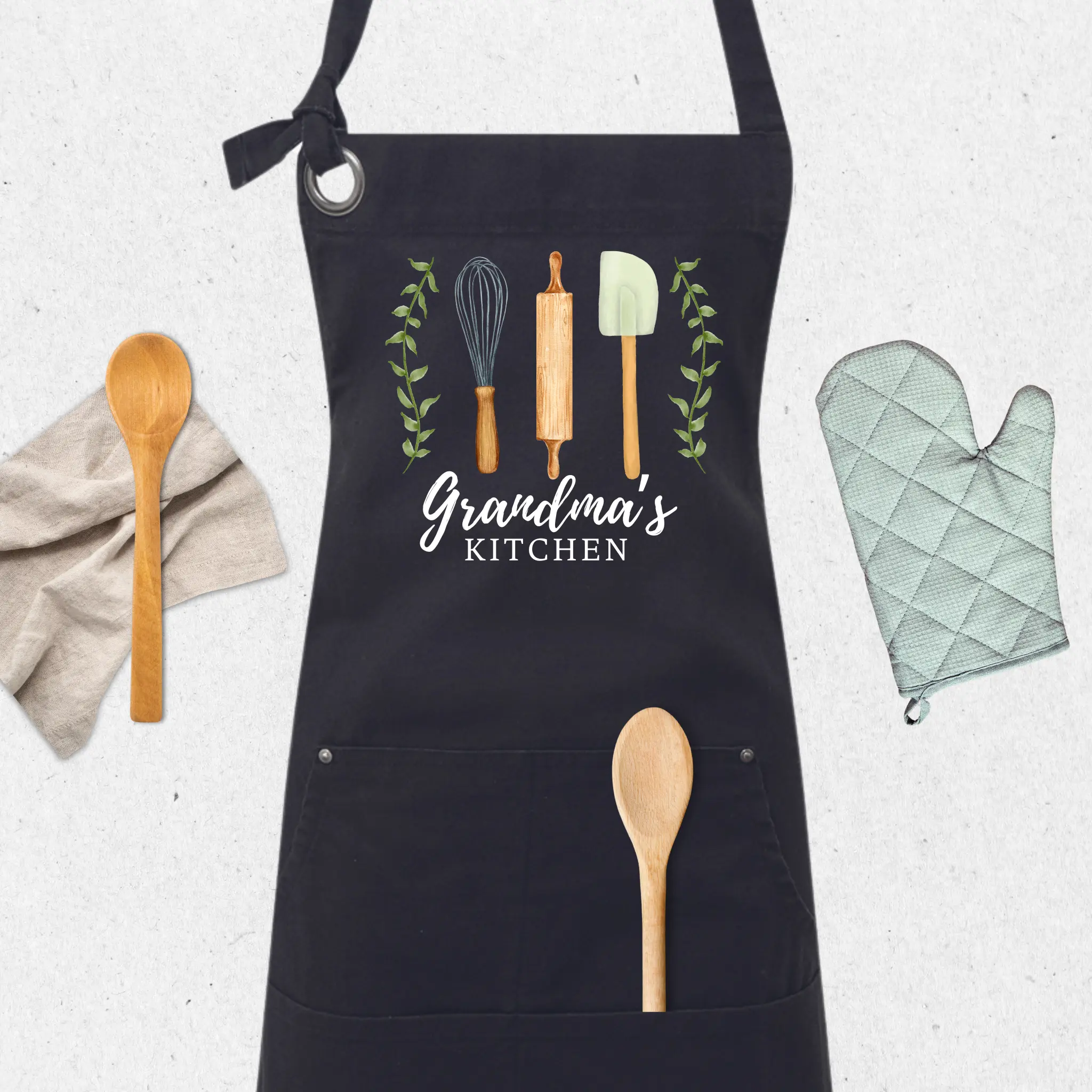 Grandmas Kitchen Apron with Pockets, Dia De Las Madres, Regalo Para Mama, Regalo Para Abuela, Kitchen Tools Apron, Cooking Tools Canvas Apron Adjustable Kitchen