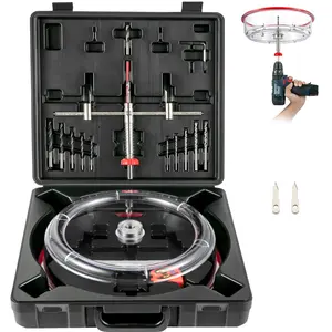 VEVOR Adjustable Hole Saw Cutter Kit, 1-5/8" to 8" (40-200 mm), Two Replaceable Pilot Drill Bits, Twin Blade Recessed Hole Saw with PC Dust Shield, for Recessed Lights, Ceiling Speakers, Vent Holes