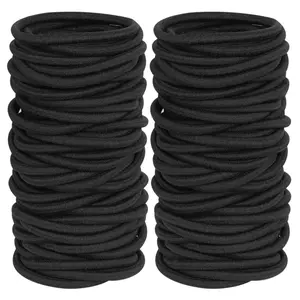 100 Pieces Black Hair Ties for Thick and Curly Hair Ponytail Holders Hair Elastic Band for Women or Men(4mm)