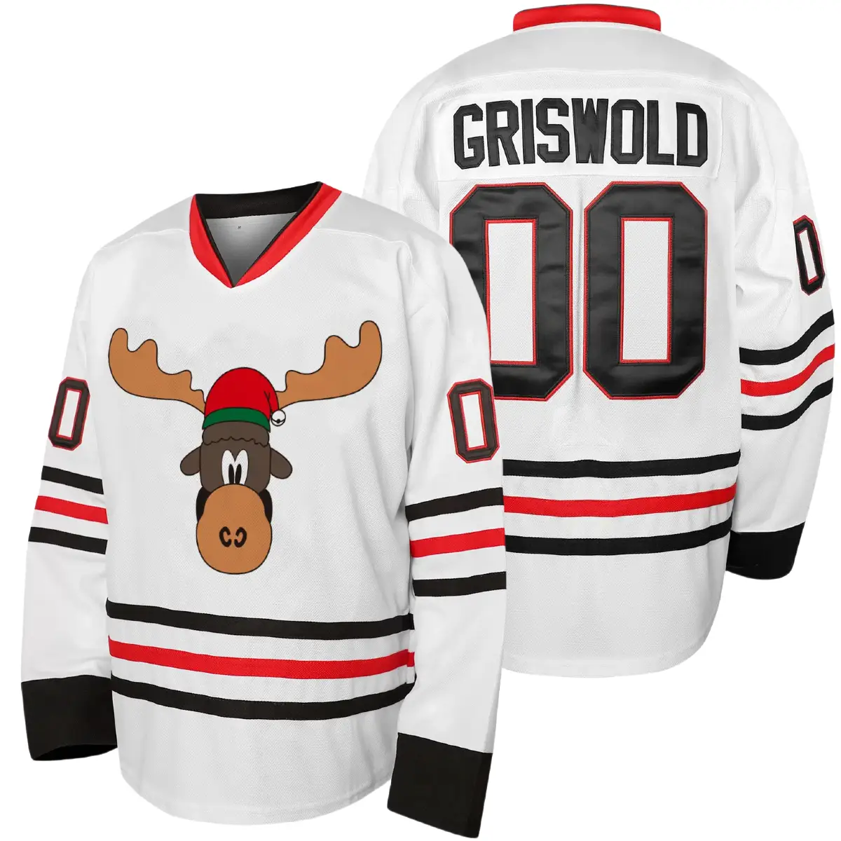 [FallFreshness] Griswold Moose Clark #00 Christmas Hockey Jersey – X-Mas Vacation Stitched Letters & Numbers, Fan Apparel, Breathable Polyester,
