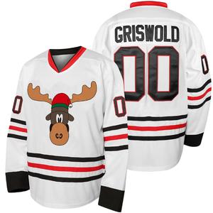 [FallFreshness]Christmas Vacation Marty Moose Griswold Hockey Jersey # 00 Personalized Winter Sports Outfit basketball wear neck sportswear round breathable Athletic Shirt