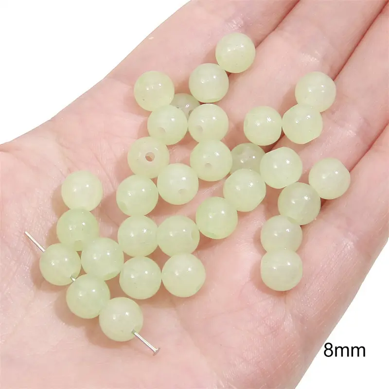 Jelly beads 8mm, light green and white