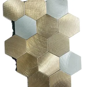 MIXED METAL HEXAGON PEEL AND STICK TILE - Gold and Silver Geometric Design Tiles for Your Space