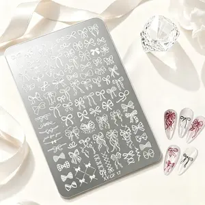 Nail printing steel plate, rose petals/bow/butterfly/flower vine multi-element pattern high-definition detail nail transfer template tool, nail salon/personal DIY nail decoration tool