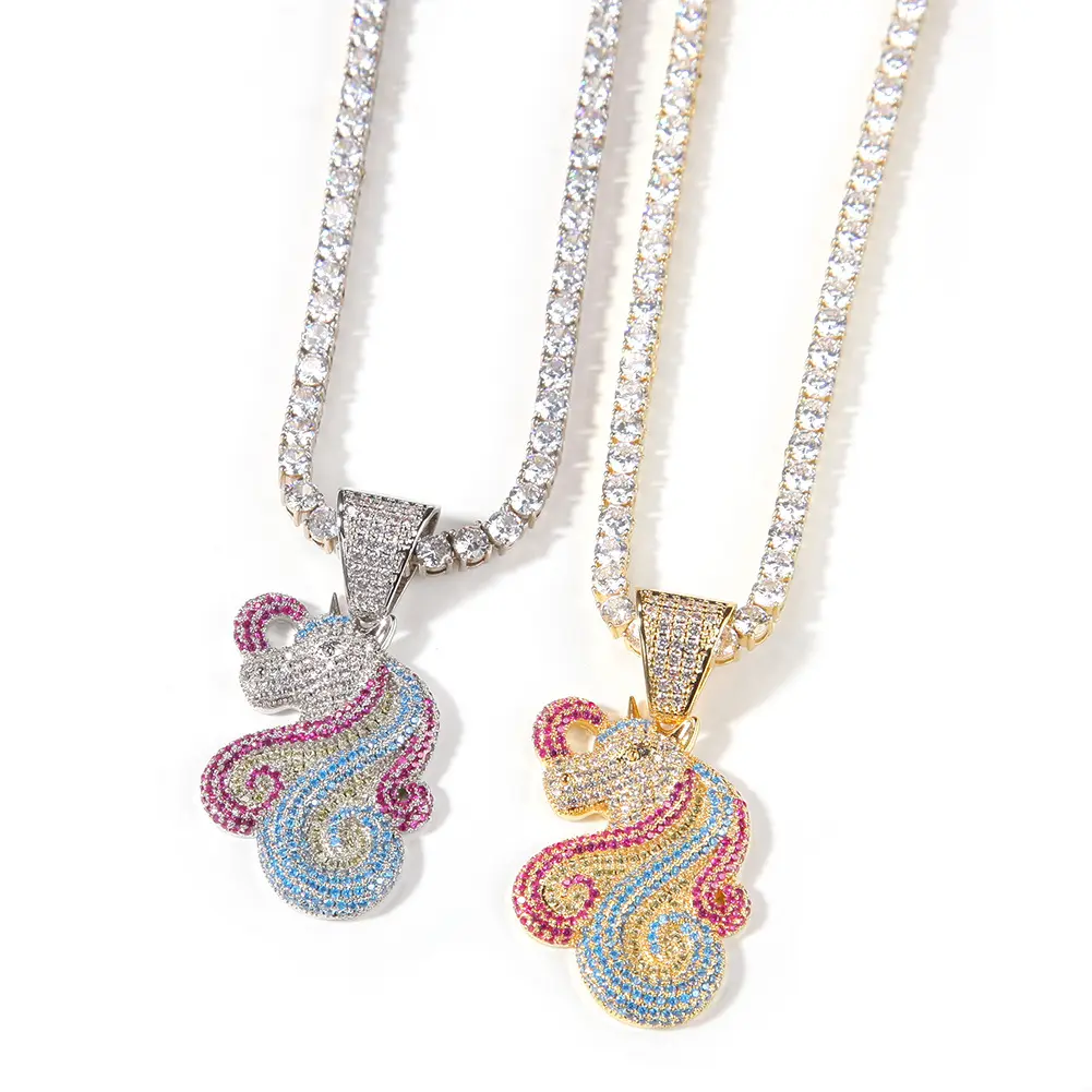 Hip Hop Cute Style, Unicorn Necklace Pendant, 2 Pieces Set, Single Pendant + Necklace, Anniversary Gift for Girlfriend/Boyfriend, Daily Match