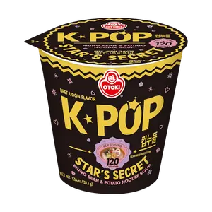 Ottogi K-Pop Star's Secret Low Calorie Beef Udon Noodles - Original Flavor (37.8g) - Non-Fried Green Bean & Potato Ramen