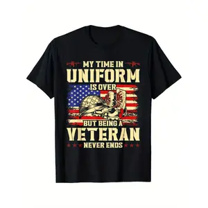 Veterans Never End Black Casual Short Sleeve Sports T-Shirt for Men