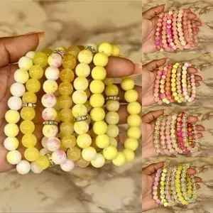 CLEARANCE ITEMS 6pc Glass Bracelet Stacks ONE SIZE 18cm 7in Beaded Bracelets for Stackable Fashion