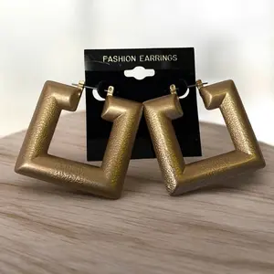 Matte Gold Tone Square Hoop Earrings
