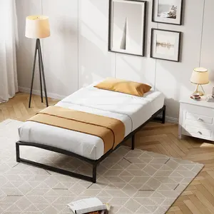 Low Bed Frame Twin Size, 10 Inch Heavy Duty Metal Platform Twin Bed Frame with Arch Design, Easy Assembly, Strong Bearing Capacity, Under Bed Storage, No Box Spring Needed - Black