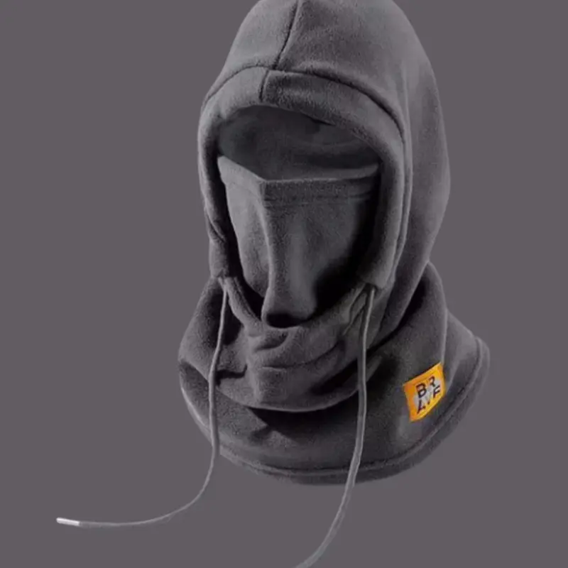 Unisex Solid Color Drawstring Design Hooded Outdoor Hiking Hat, Casual Windproof Warm Hat for Fall & Winter, Fashion Accessories for Men & Women, Beanie Hats