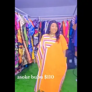 Asoke Bubu Striped Orange Dress for Women $110 Fashionable and Comfortable